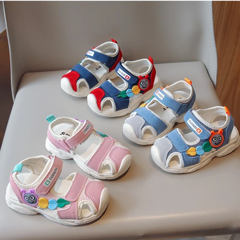 

2025 Trend Fashion Sandals Korean Style PU Leather Summer Sandals For Girls Boys Ergonomics Soft-soled Kid's Beach Shoes