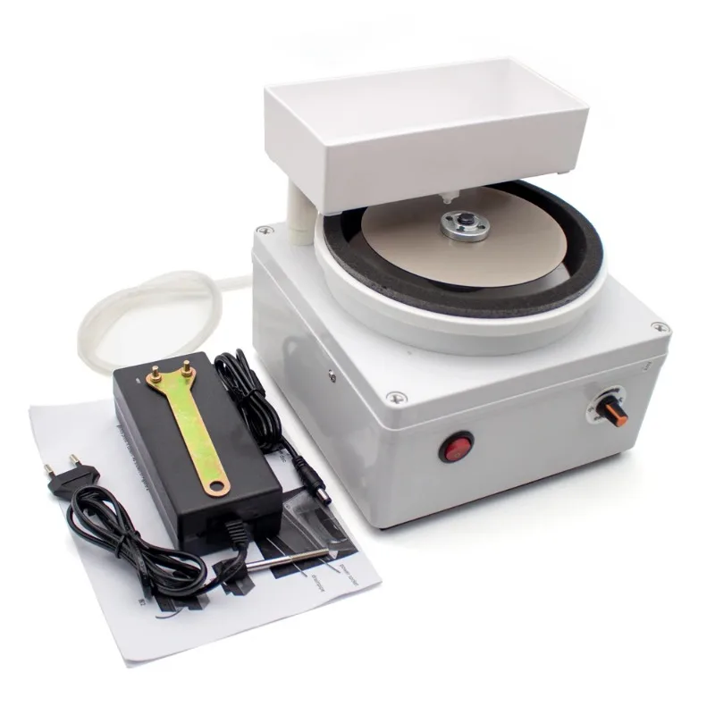 Electric Flat Grinder - 125MM Diamond Grinding Wheel, Portable Sharpening Machine for Knives/Gemstones/Lapidary (Water-Cooled)