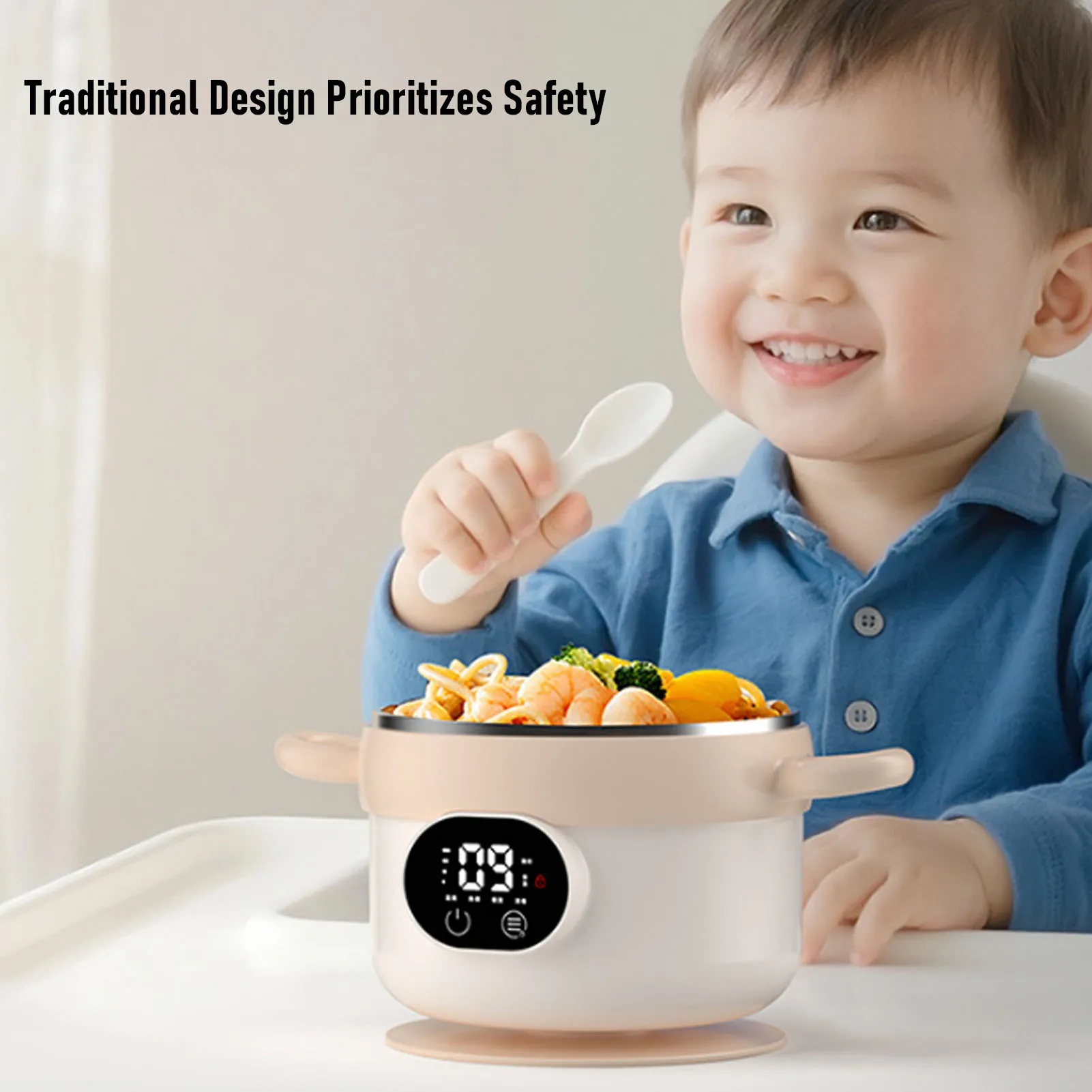 Electric Lunch Box 304 Stainless Steel Insulated Cordless Food Warmer Bowl 470ML Large Capacity No Water Needed