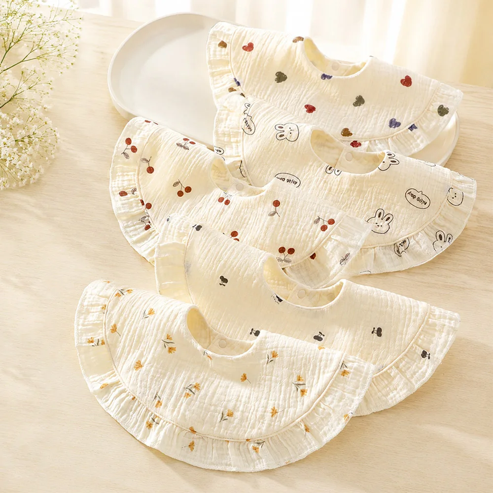 Gauze Baby Bibs For Newborn 360 Degree Round Neck Rotatable Child Dining Apron Saliva Towel Baby Bibs For Teething And Drooling