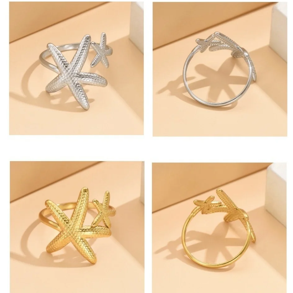 Bagues classiques en acier inoxydable pour femmes, 10/30/50 pièces, couleur or, anneau ouvert réglable, vacances, plage, fête, bijoux cadeau
