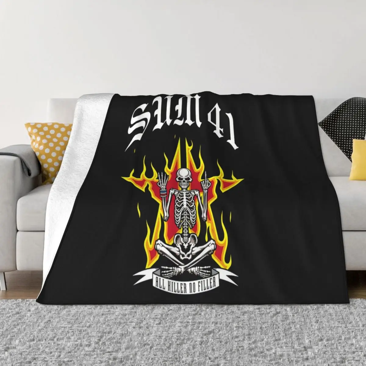 Sum 41 All Killer No Filler Punk Rock Band Mens Black Swea Size S To 3Xl Throw Blanket