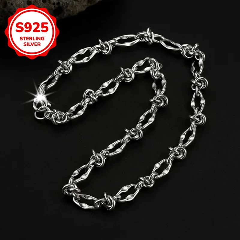 A S925 sterling silver hip-hop trend bramble knot men's necklace is suitable for men to wear during daily commutes, gatherings