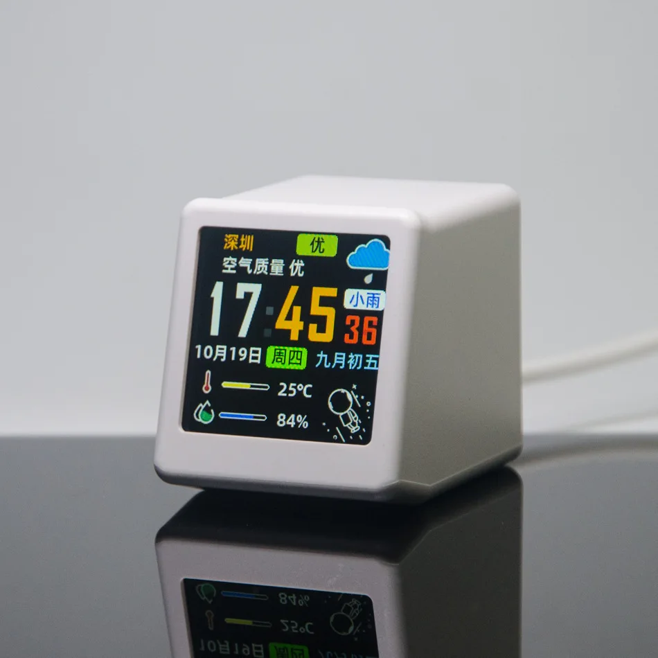 Mini Wifi Alarm Clock Weather Temperature Humidity Time Display Smart Small Alarm Clock Portable Desk Clock Home Decorations