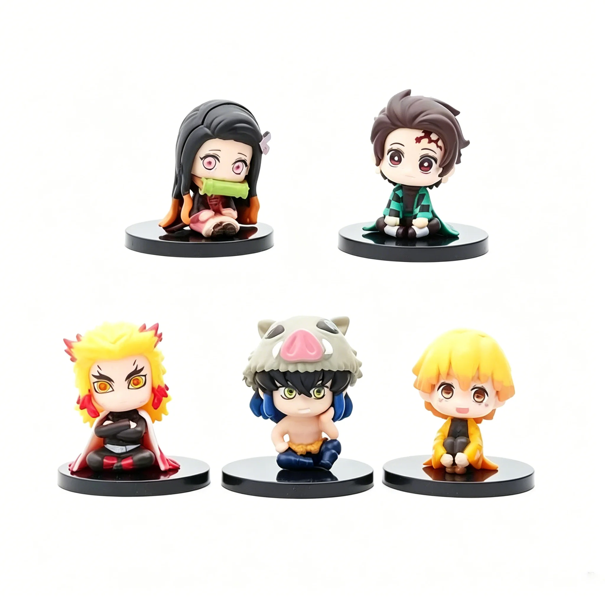 Q Posket Figure Wholesale Demon Slayer Mini Figurine 5Pcs 10Pcs Sets Kimetsu No Yaiba Small PVC Dolls Desktop Decoration