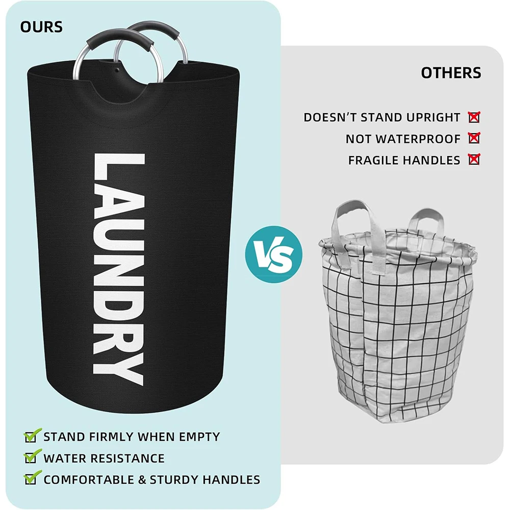 90L Large Collapsible Laundry Basket with Padded Handles Heavy Duty Foldable Oxford Fabric Laundry Hamper Tall Laundry Bag view 4