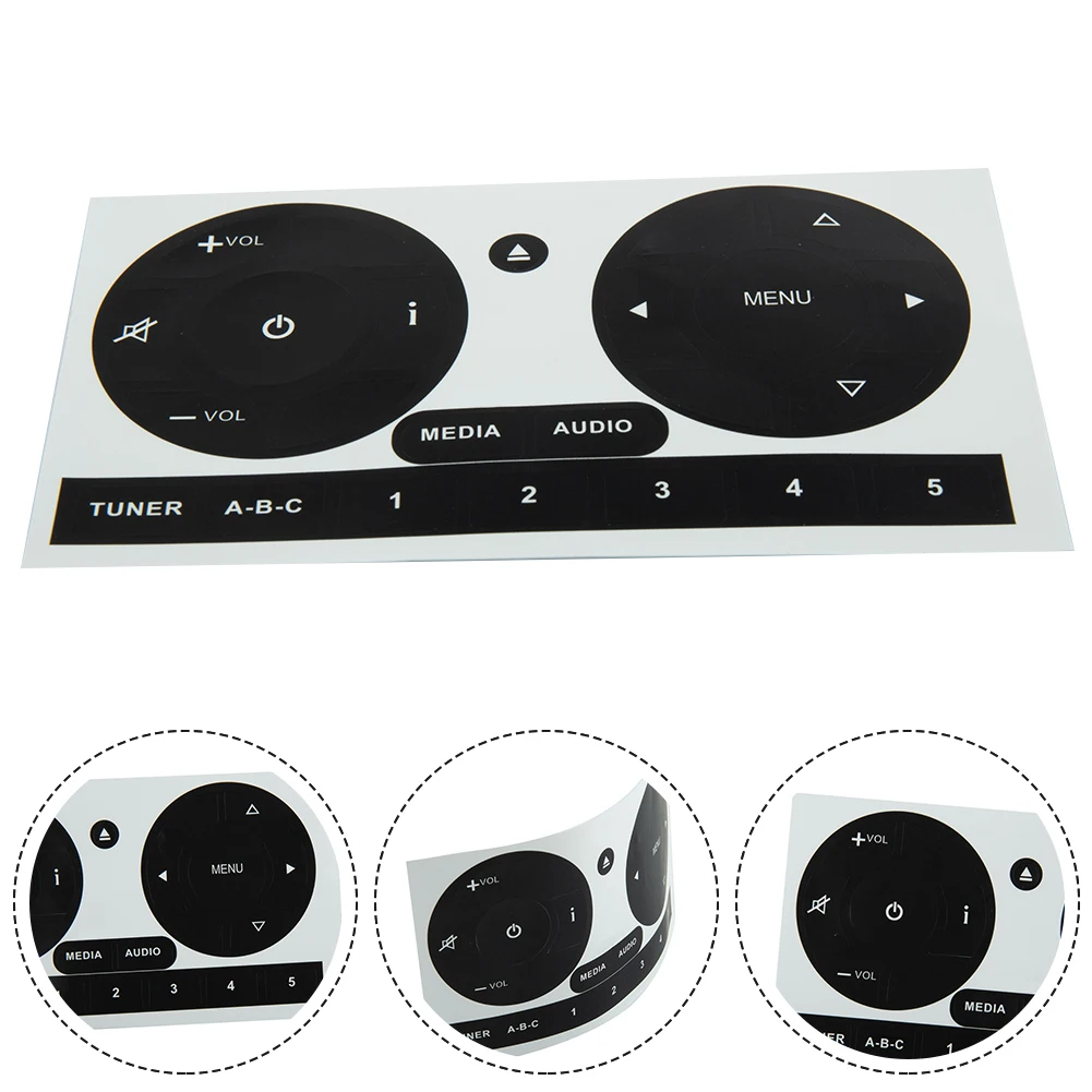 1pc Car Radio Stereo Worn Peeling Button Repair Kit Decals Stickers Matte Black PVC Fits For Fiat 500 2011 - 2016 Car Accessorie