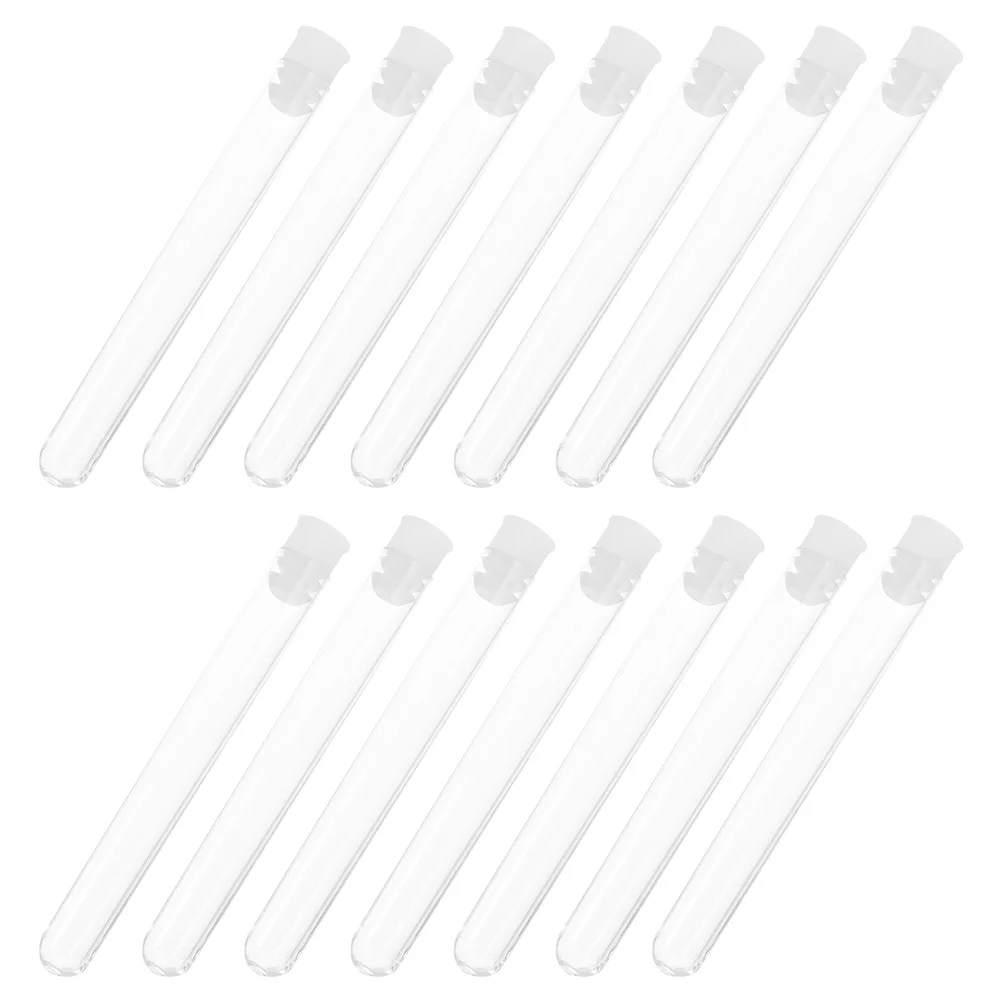 50 Pcs Transparent Test Tube Disposable Storage Plastic Pipe Tubes Containers with Caps