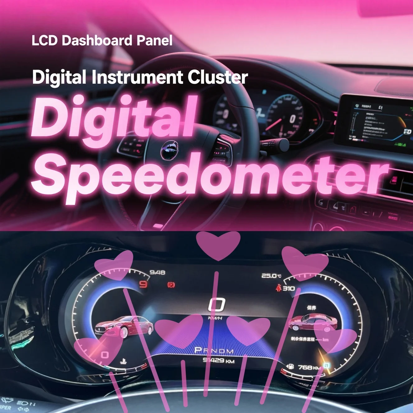 

LCD Dashboard For Maserati Quattroporte 2014-2022 23 Digital Cluster Instrument Odometer Meter Screen Linux Speedometer Headunit