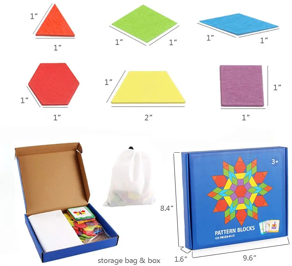 Juego de bloques de piezas para niños, rompecabezas con forma geométrica, clásico, educativo, Montessori, Tangram, 155