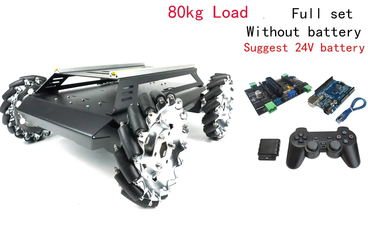 Telaio per auto in metallo resistente con carico da 80 kg Carrello con ruota Mecanum da 152 mm Robot mobile omnidirezionale V5Max per kit fai da te robot Arduino