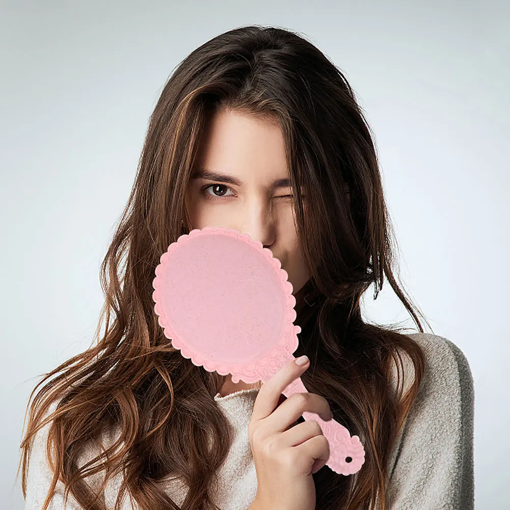 

2Pcs Vintage Handheld Makeup Mirrors Retro Embossed Floral Design Compact Travel Mirror Lightweight Portable Cosmetics Accessory