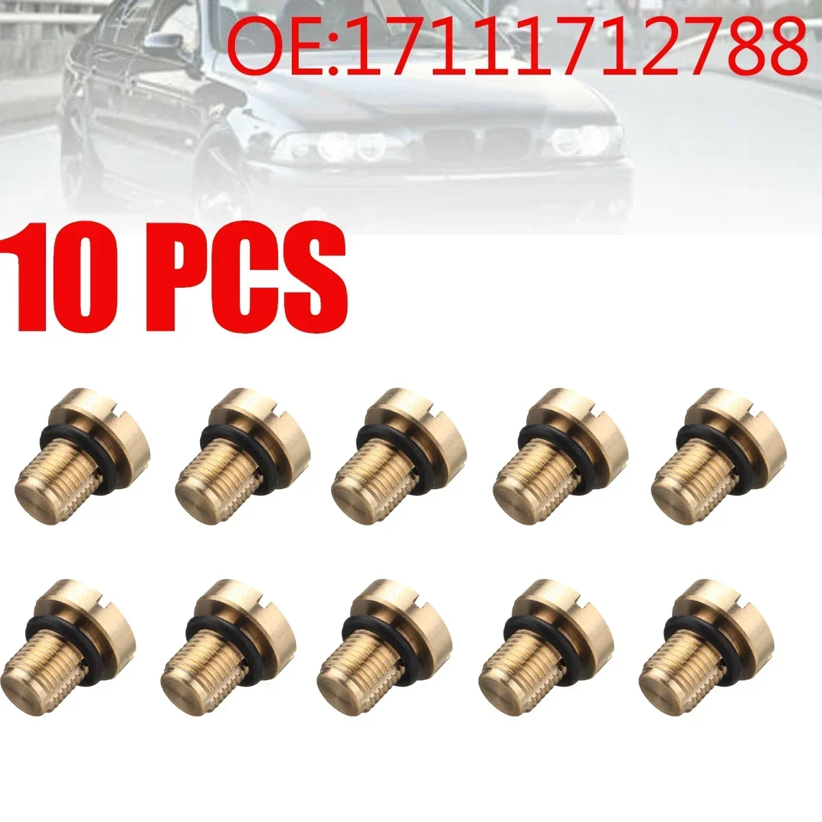 10Pcs Brass Coolant Expansion Tank Bleeder Screw For BMW E36 E39 E46 Car Oil Radiator Pipe / Water Tank Return Pipe 17111712788