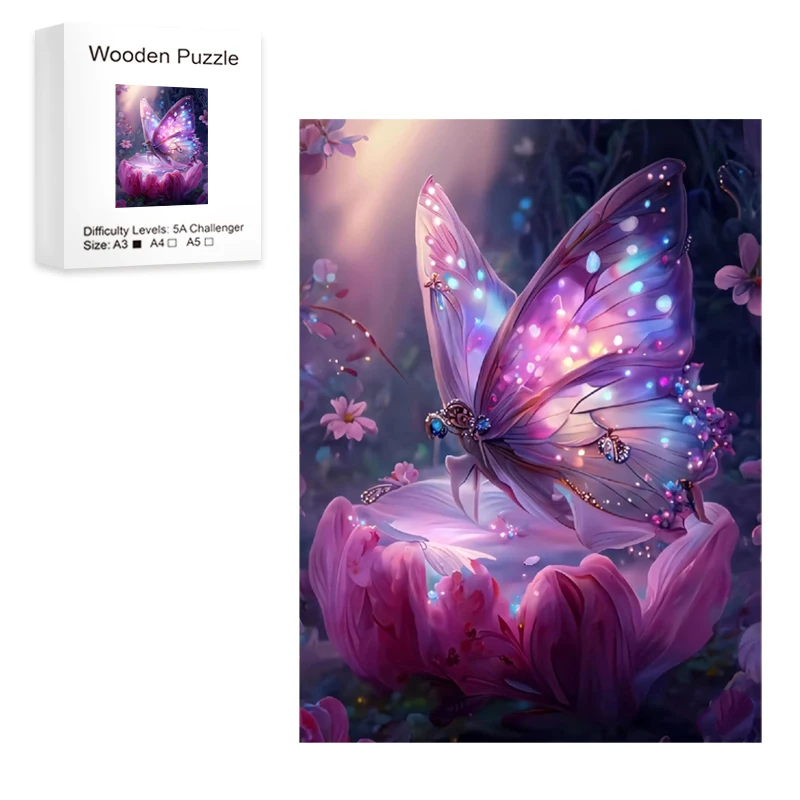 Butterfly Wooden Puzzles , Uniquely Irregular Animal Shaped Wooden Jigsaw Puzzles, Creative Gift For Teenagers And Adults