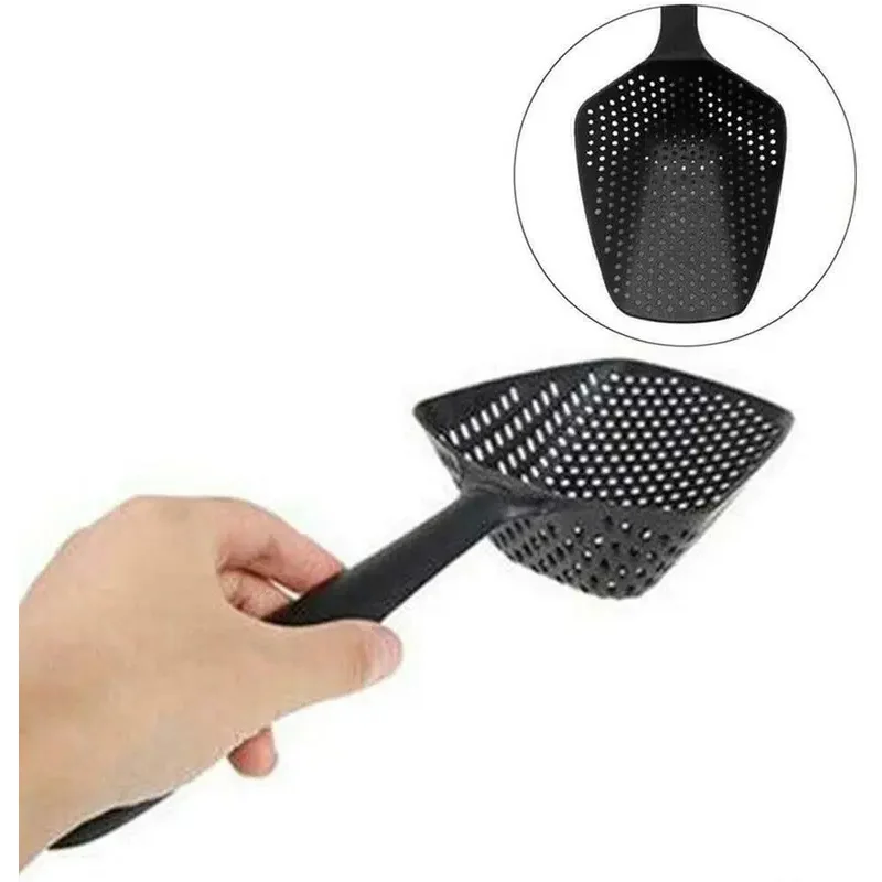 Large kitchen slotted spoon Noodles scoop Plastic ice spatula Stir-fry spoon Filter spoon 2pcs