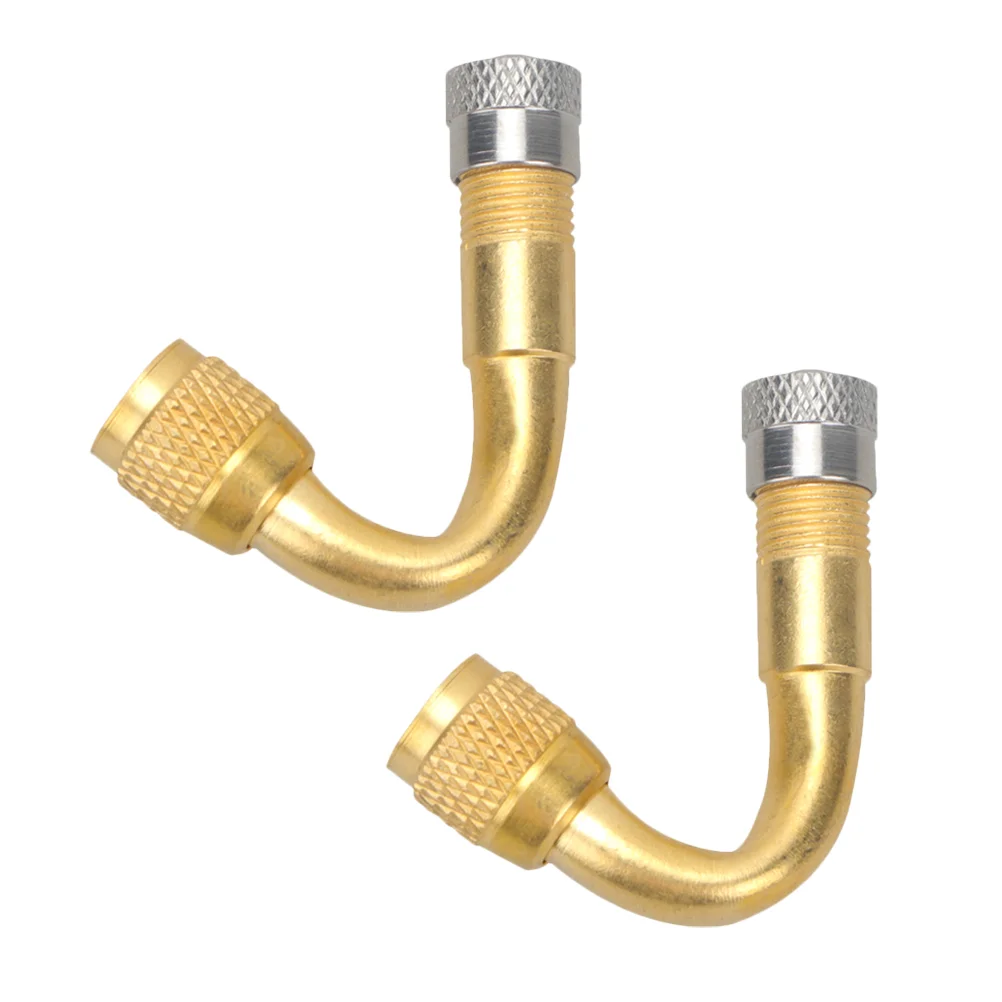 

2 Pcs Inflatable Nozzle Rod Valve Stem Adapter Tire Stems 45 Degree Extension Copper Fitting