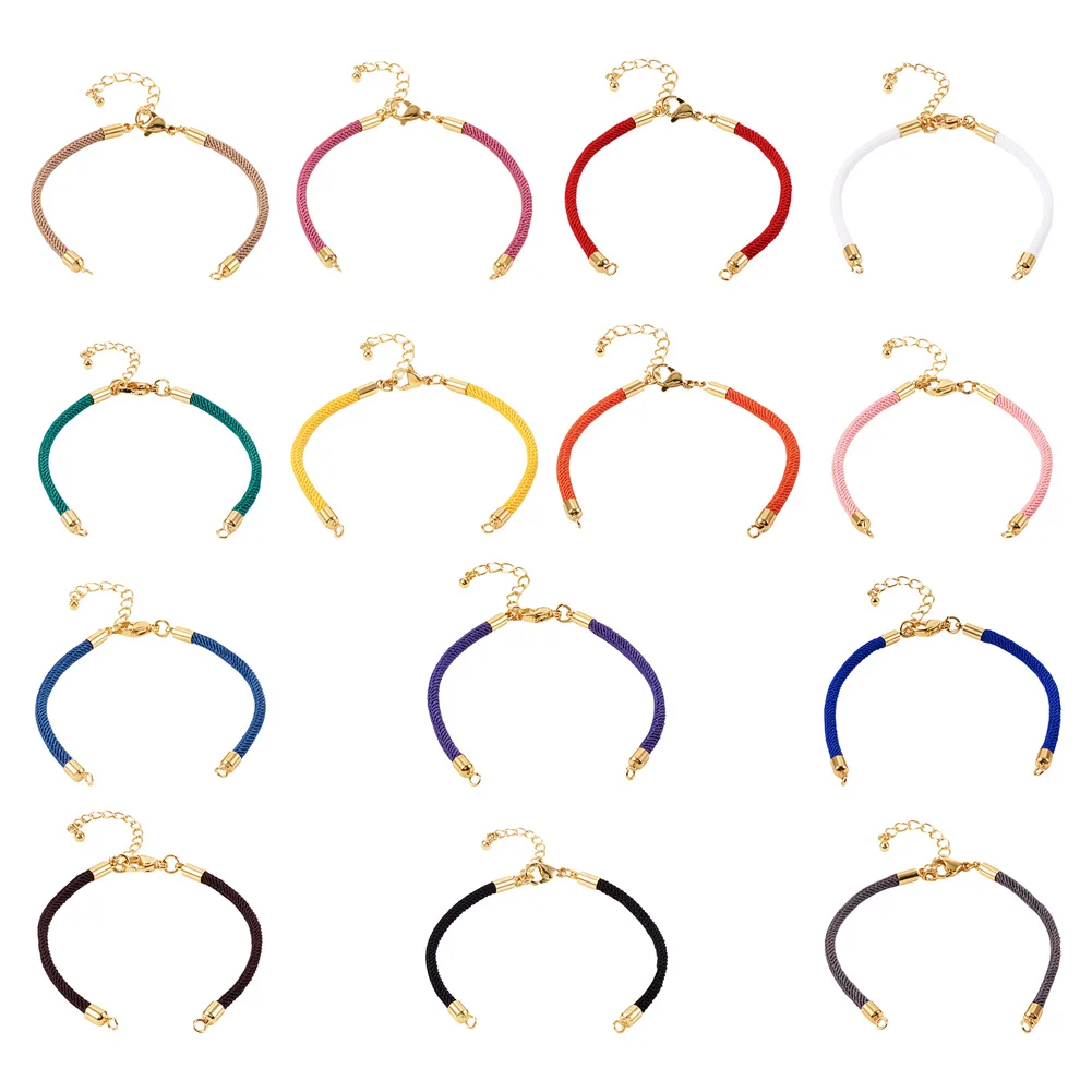 20Pcs Adjustable Braided Nylon Ropes Cord Bracelet with Lobster Claw Clasps for Women DIY Jewelry Making Supplies Accessories