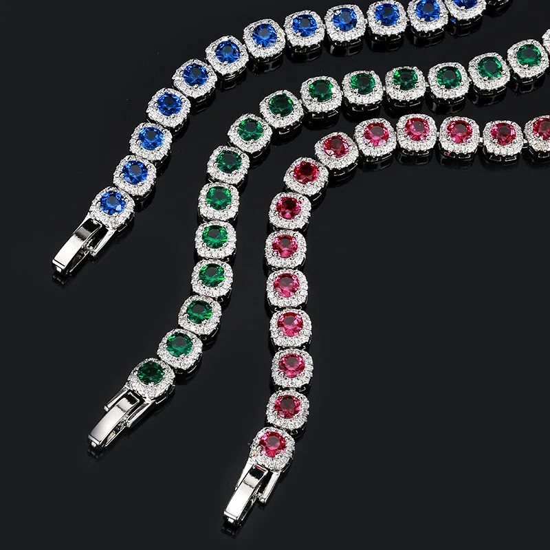 New Retro 4*4mm Ruby Emerald Sapphire Bracelets for Women Gemstone Cocktail Party Fine Jewelry Lady Anniversary Gift Accessories