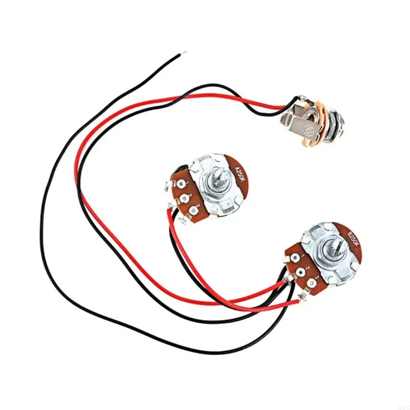 

XXFC Bass Wiring Harness Set for Precision Electric Bass Parts Electric Bass Preamp Circuit Pickup Replacement 250K 1V1T