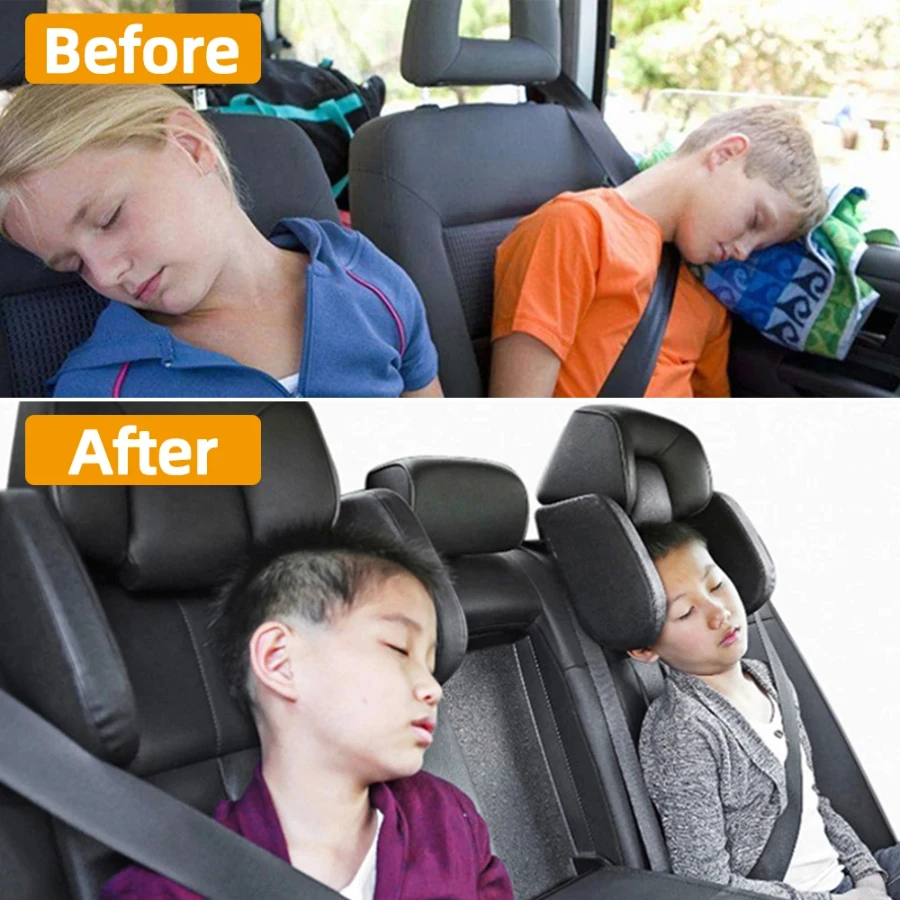 Car Neck Headrest Pillow Cushion Seat Memory Foam Pad Sleep Side Head Telescopic Support on Cervical Spine for Adults Child