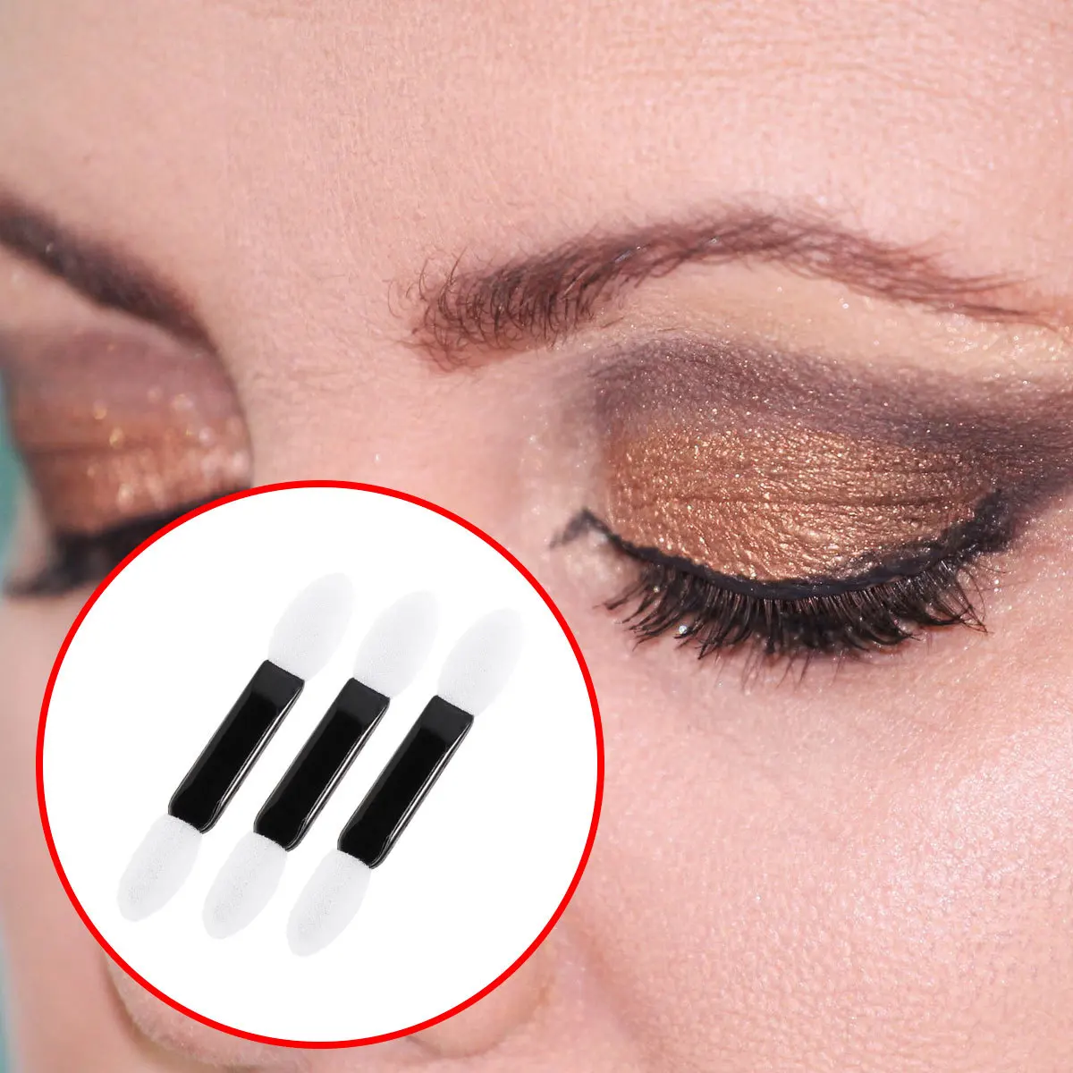 100 pièces double extrémité fard à paupières brosse voyage maquillage brosse ensemble pour femmes filles pointe ovale Eyeliner applicateur trousse à outils pinceaux pour les yeux