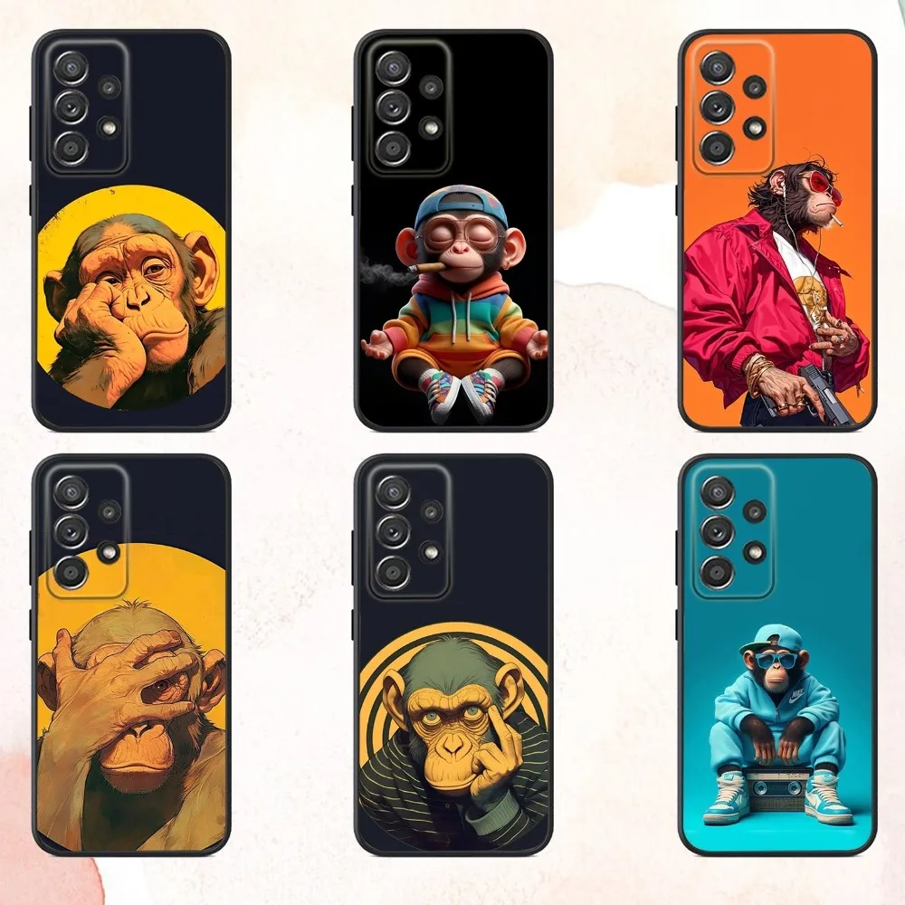 

Cool Monkey Phone Case For Samsung S25,S24,S21,S22,S23,S30,Ultra,S20,Plus,Fe,Lite,Note,10,9,5G Black Cover