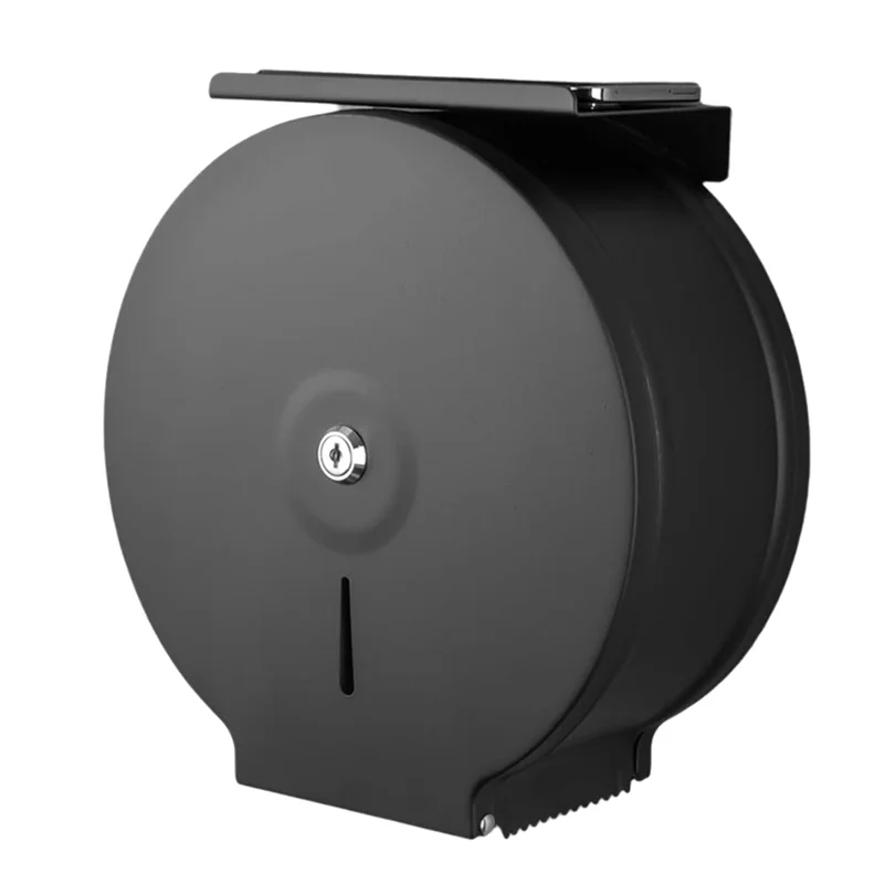 

ABKO-Коммерческий 9-дюймовый диспенсер для туалетной бумаги Jumbo из нержавеющей стали с полкой, настенный держатель для рулона, черный