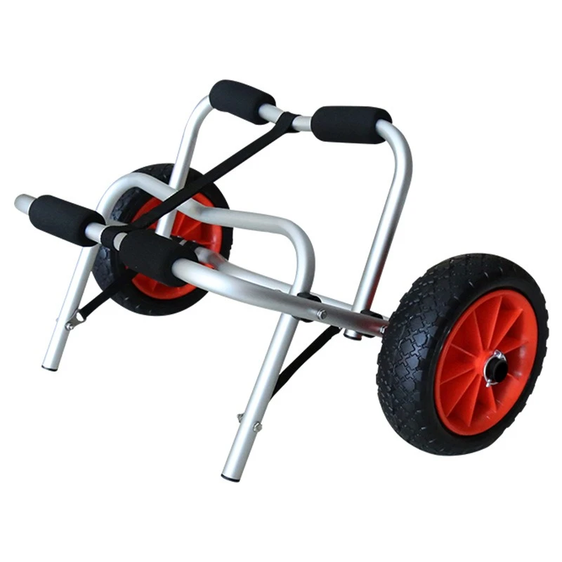 

Aluminum kayak cart canoe dinghy transport trolley with adjustable straps for fishing boat SUP folding carrier
