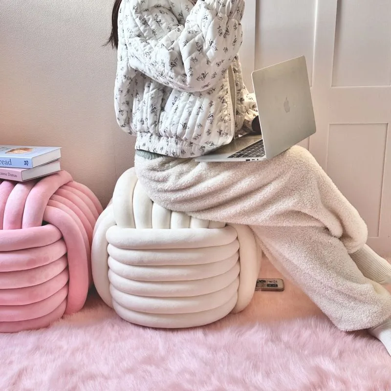 Chubby Cute Cushion Vanity Seat Bedroom Mirror Dressing Stool Entrance Shoe Change Foot Rest Lazy Leisure Bedroom Vanity Stools