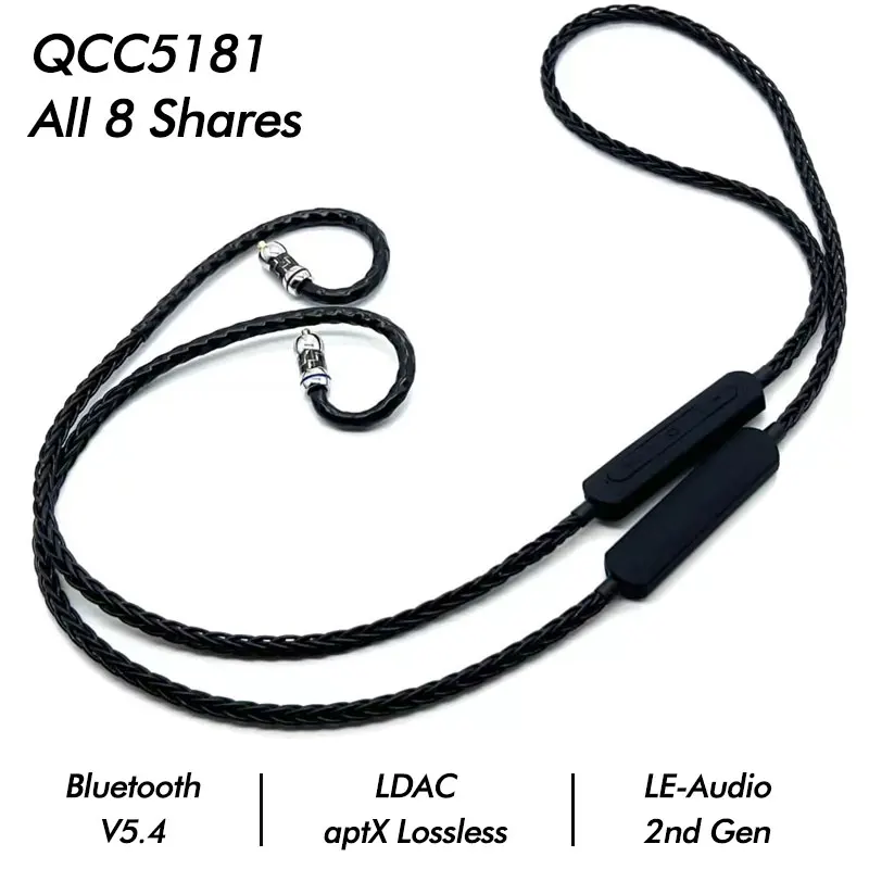 

QCC5181 LDAC Wireless Module Bluetooth-Compatible 5.4 Earphone Detachable Cable aptX Voice cVc10.0 HD Mic MMCX 2Pin All 8 Share