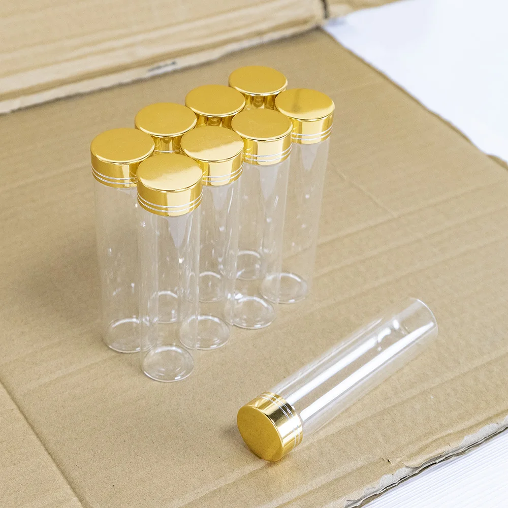 12pcs/Lot 60ml 30*120mm Glass Bottles with Golden Aluminum Caps 60CC Jars Vials for Wedding Crafts Gift