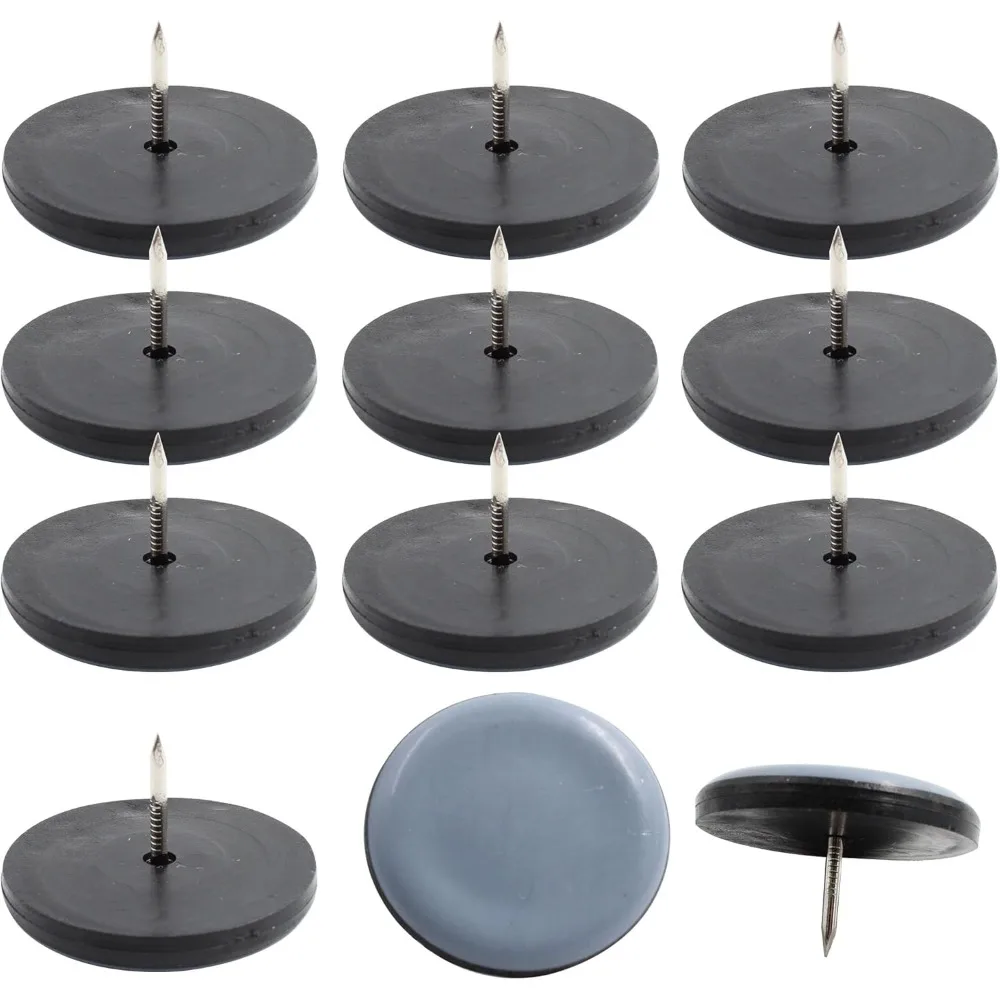 16Pcs Round Furniture Leg Pads with Screw & Nail-On, PTFE Sliders for Table Chair Cabinet Sofa - Floor Protectors for Moving