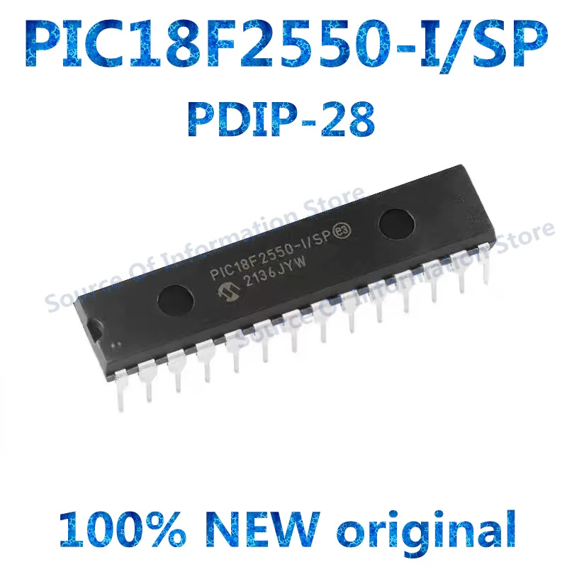 High Performance Enhanced Flash USB Microcontroller, PIC18F2550-I/SP, PDIP-28, 100% New