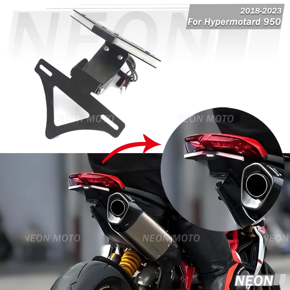 

For DUCATI Hypermotard 950 Motorcycle Rear Short Tail Brake Turn Signals Integrated LED Lights License Plate Bracket 2018-2023