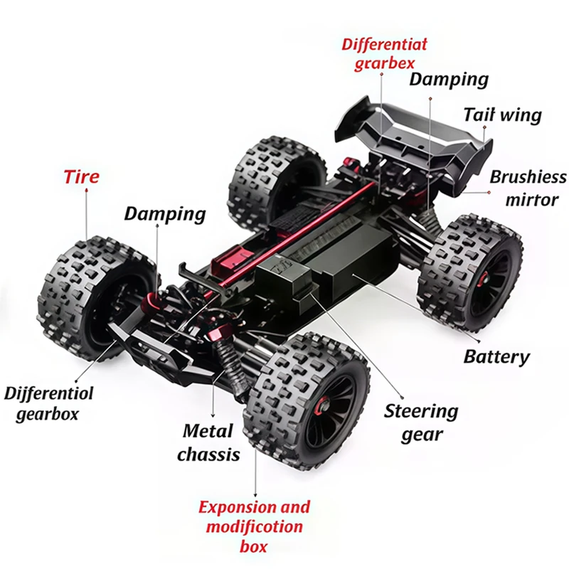 9522 Pro RC Car Replacement Parts, Drive Shaft, Servo, Differential Gearbox, Motor, Swing Arm, Bearings, Tires, Body