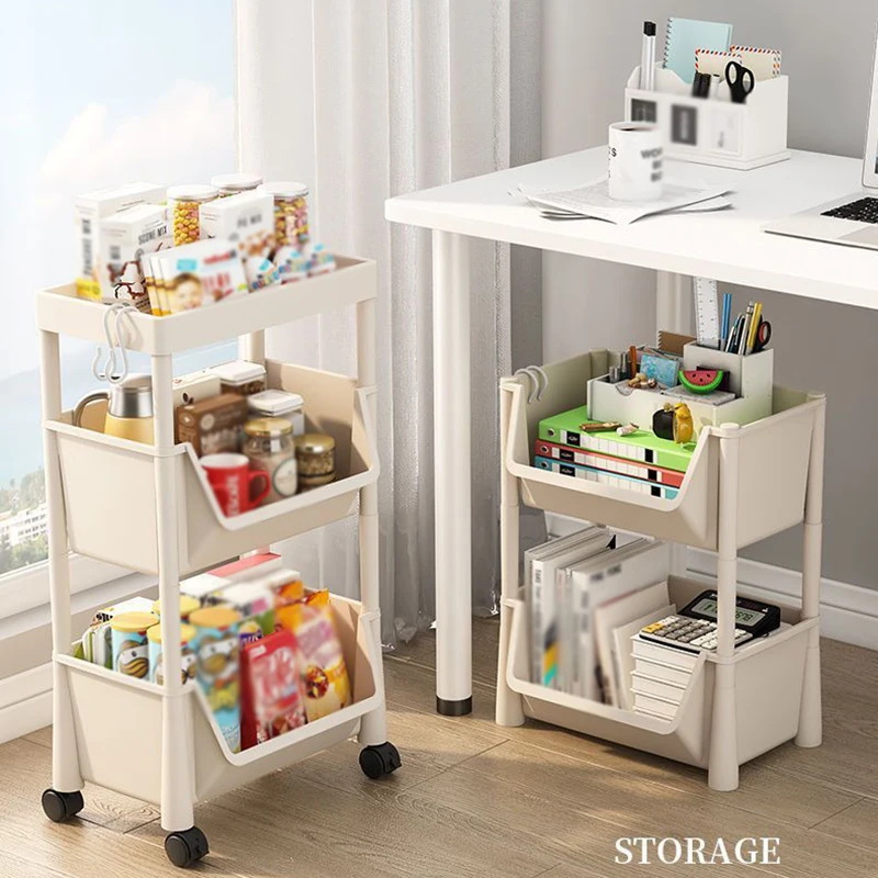 Simple Open Storage Cabinet Portable Mobile Display Shelf Household Book Toys Large Capacity Layered Storage Rack Home Supplies