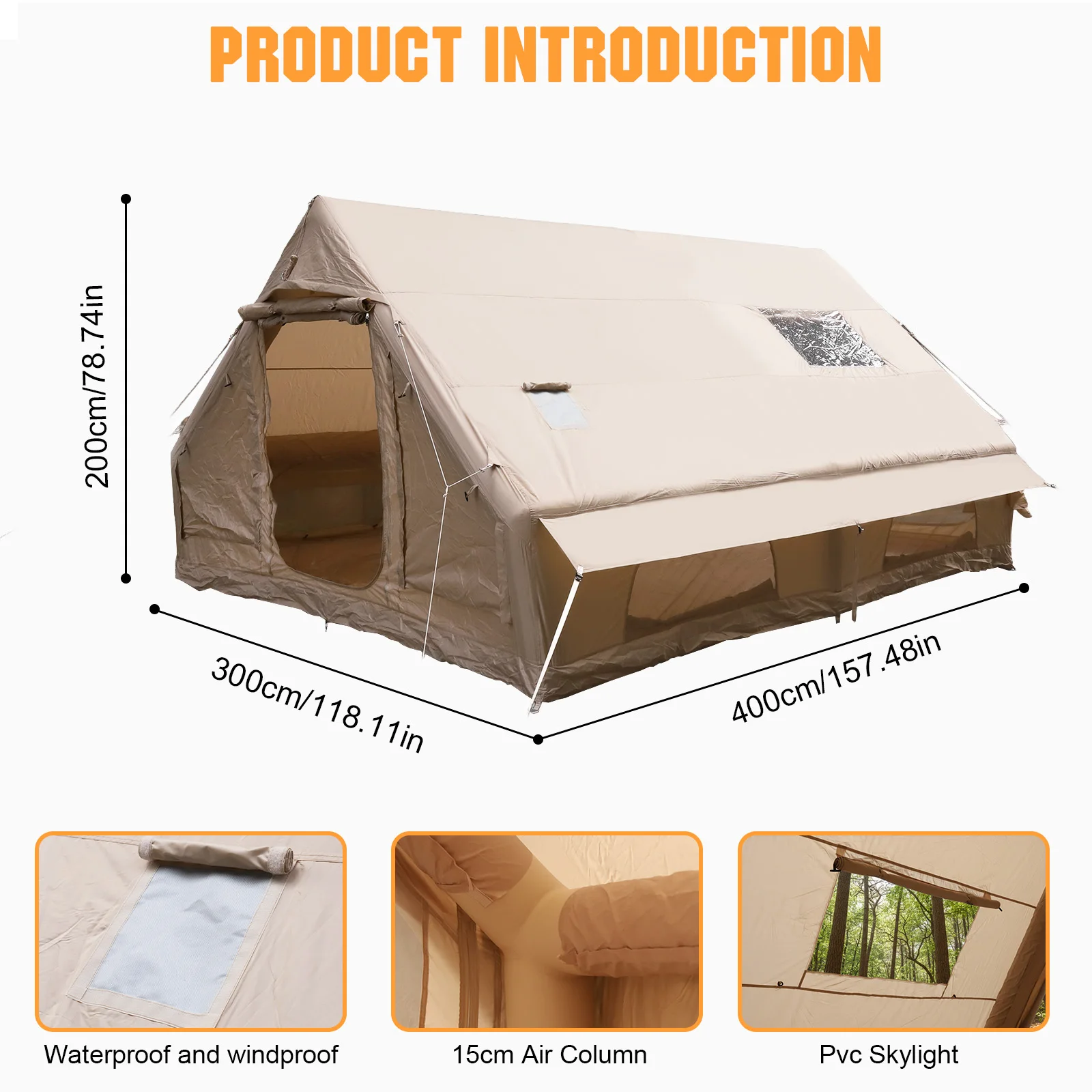 

4 Season Big House with Mesh Windows & Pump Moisture Proof Pad Tents 130 Square Feets with Stove Jack for Outdoor Hiking Camping