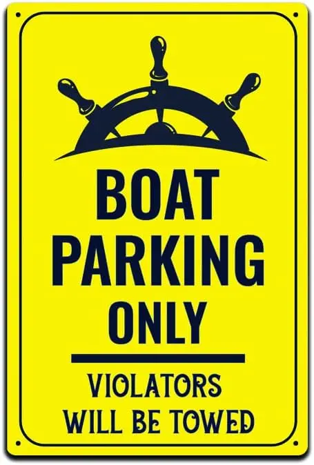 JP's Parcels Tin Signs Home Wall Décor - Metal Sign 12 x 8 in. Boat Parking Only Violator Will Be Towed