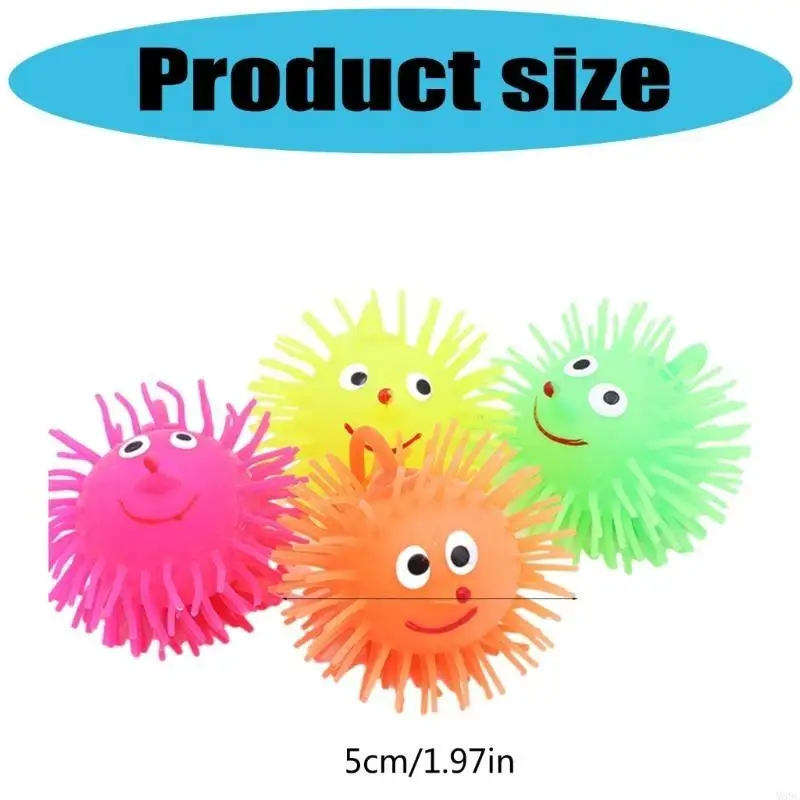 M89C 24PCS LED Puffer Balls Valentines Day for Kids Classroom Lightup Stressup Balls Party Bouncy Balls Goodie Bag Filler