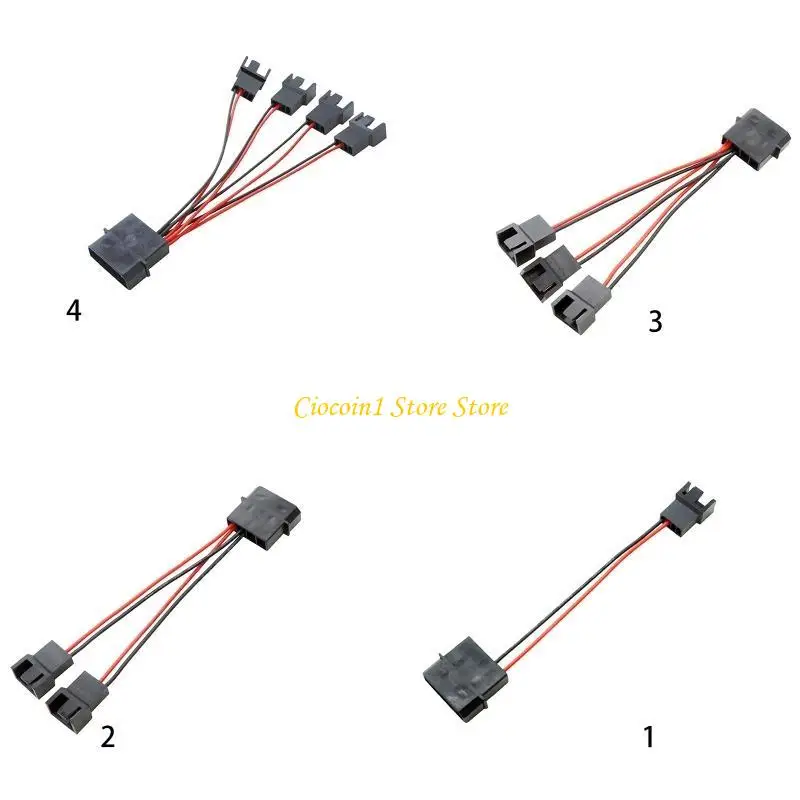 A3PC 4 Pin Ide Male To Multi Small 4 Pin Power Supply Adapter 4.9in for Chassis Fan