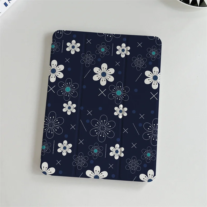 For Apple iPad Pro 2024 11 inch Air 5/4 10.9 iPad 10 7/8/9 10.2 Air 3 10.5 inch mini 6/5/4 Cover Floral Cases with Pen Holder