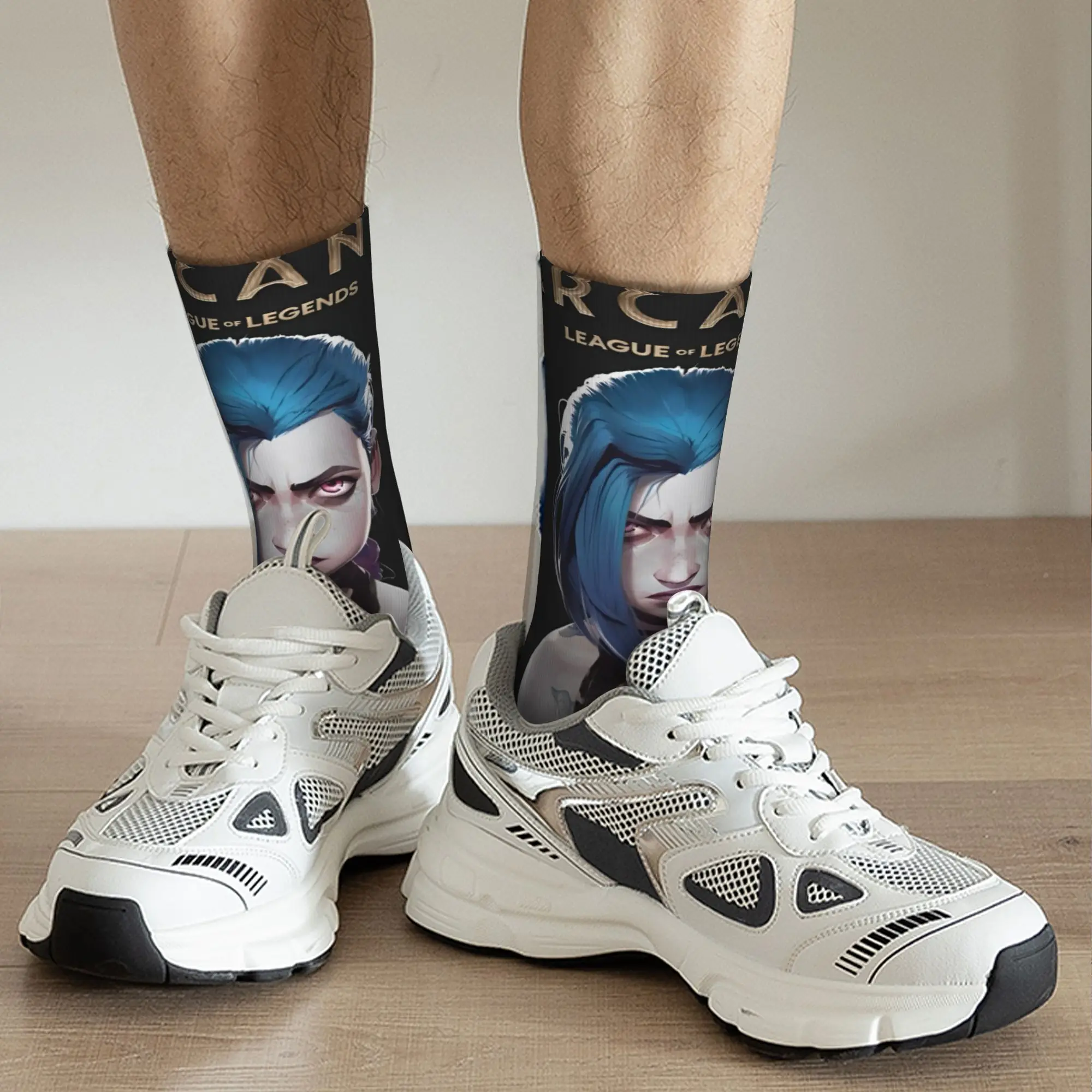 الجوارب الرجالية الجدة Jinx Arcane الموسم 2 جورب البوليستر الخيال الرسوم المتحركة الجرافيك النساء جوارب الربيع الصيف الخريف الشتاء #4