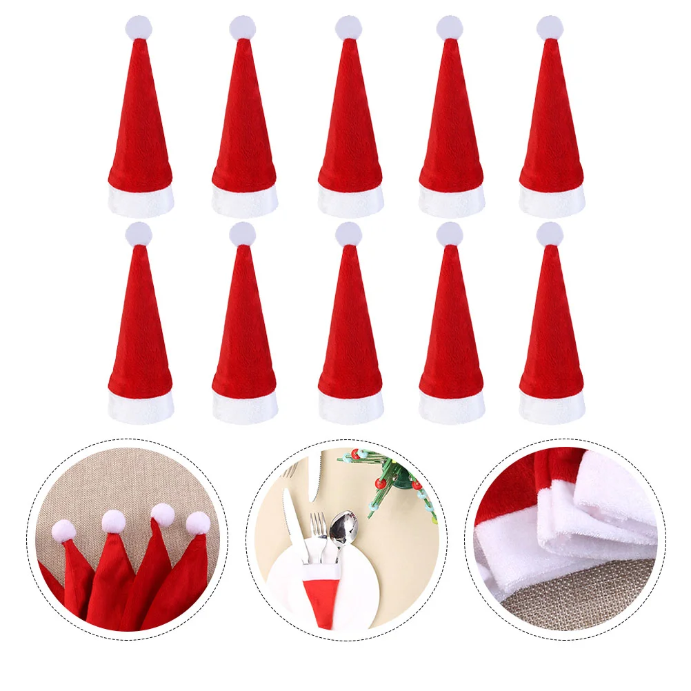 28 PCS Pink Santa Hat Christmas Knife and Fork Cover Tableware Pouches Cutlery Bags Rack Silverware Holders Red