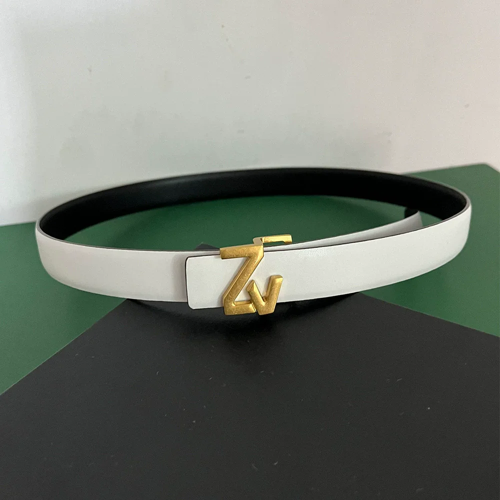 Cintura di marca in pelle reversibile sottile di lusso da 25 mm Cintura da donna di design da donna Cintura da donna Cintura in vita Abito chic Cintura da festa per jeans