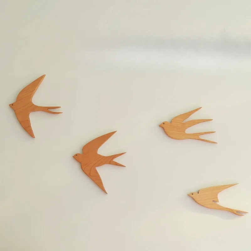 Nordic Wooden Swallow Wall Hanging Pendant Living Room Bedroom Homestay Animal Background Wall Decoration Christmas Decoration