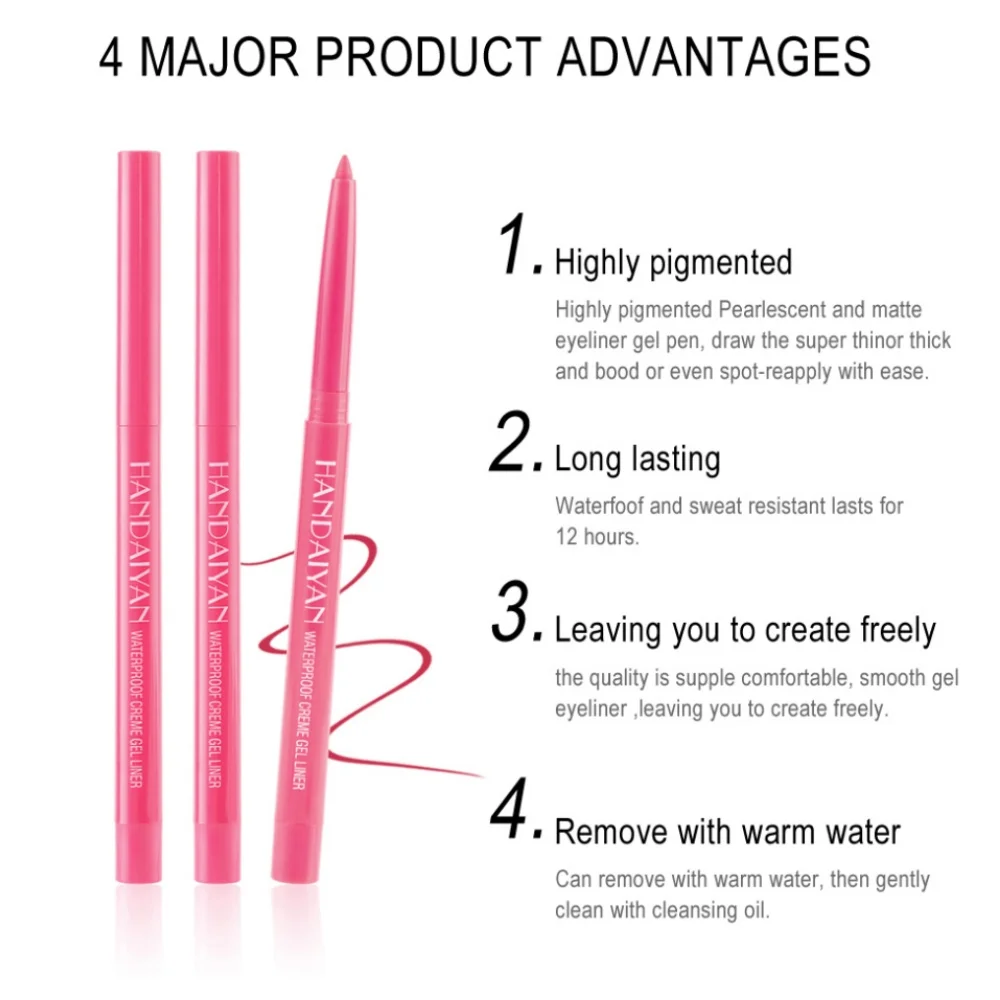 Wasserdichtes cremiges Eyeliner-Set, langlebiger Eyeliner, Gel-Creme-Stift, Bleistift-Set für Damen, buntes Pigment, Make-up, Augenkosmetik