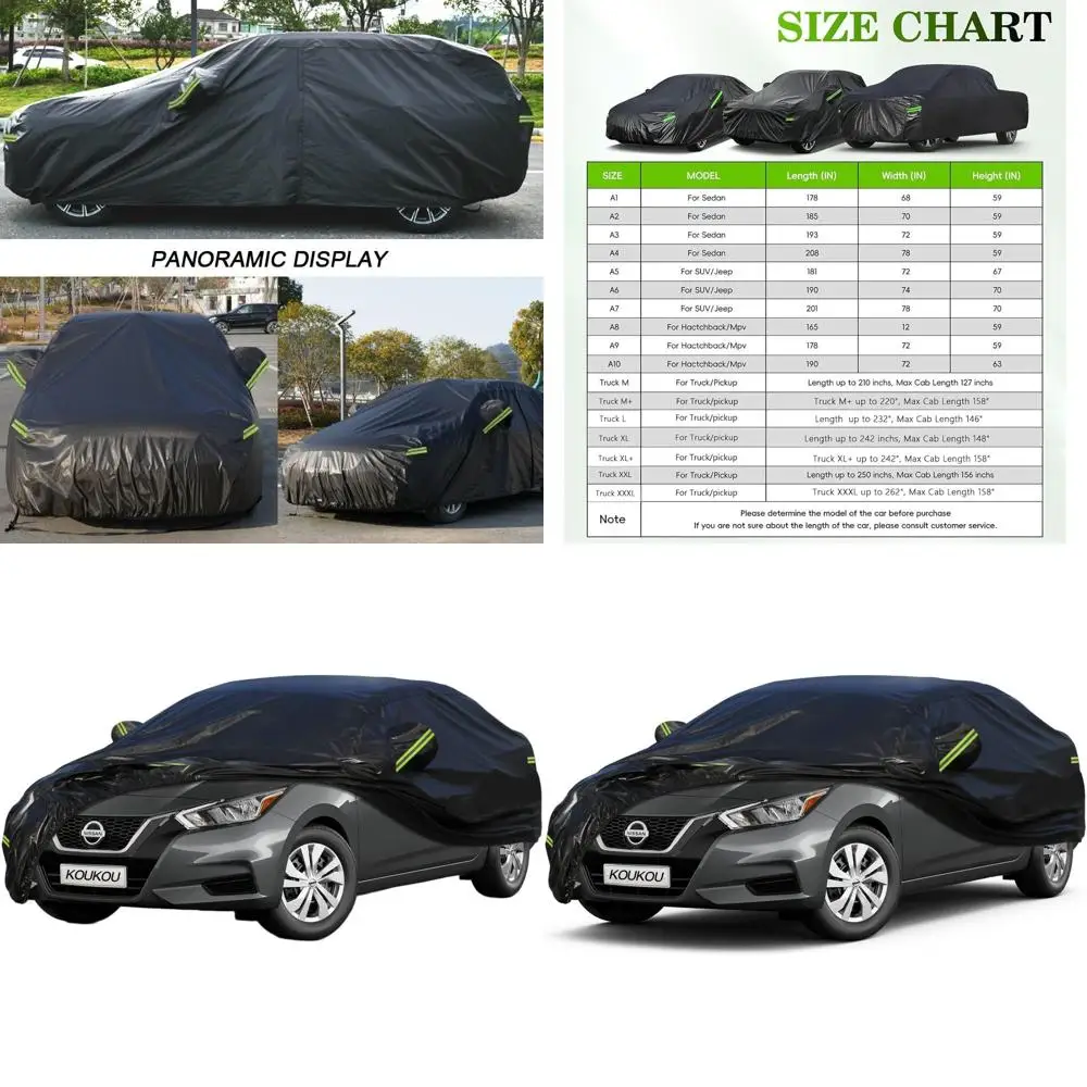 

All-Weather 7-Layer Universal Car Cover for Outdoor Protection, Fits Various Models up to 178