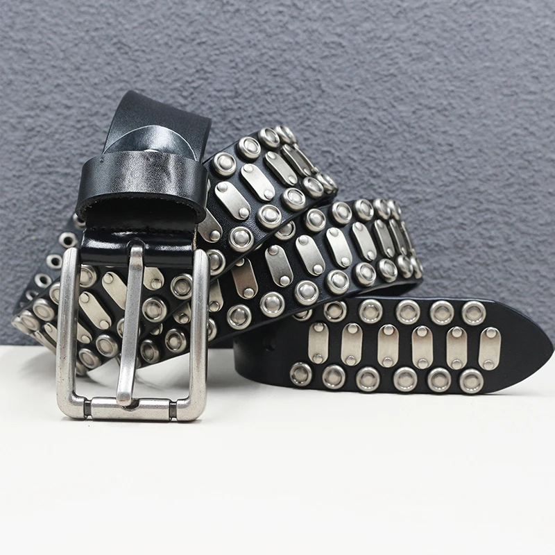 メンズファッション-パンク-ゴス-リベットベルト-ソフトレザー-スタッズベルト-ヘヴィメタル-バイク-デザイナーウエストバンド-レディース-スタイリッシュ-ストラップオン