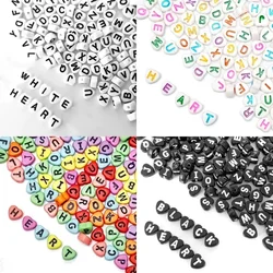100/200/300/500pcs Acrylic Letter Beads Heart Shape Alphabet Beads For Jewelry Making Handmade DIY Bracelet Necklace Accessories