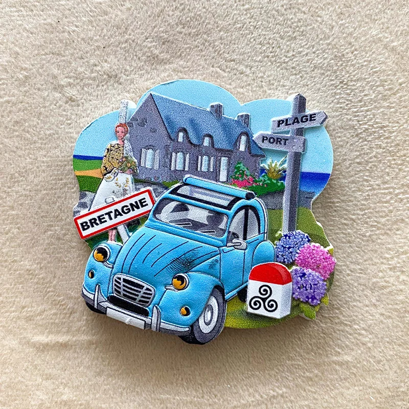 

3D Bretagne Blue Car Fridge Magnet - Cute Decorative Refrigerator Magnet, Strong Magnets, Perfect for Home & Kitchen Decor